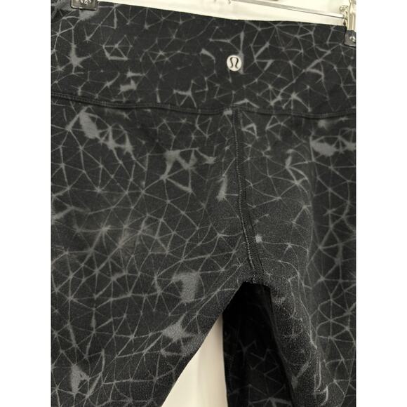 Lululemon Leggings Womens 8 Wunder Under Crop II Star Crushed Coal Black - Picture 4 of 5